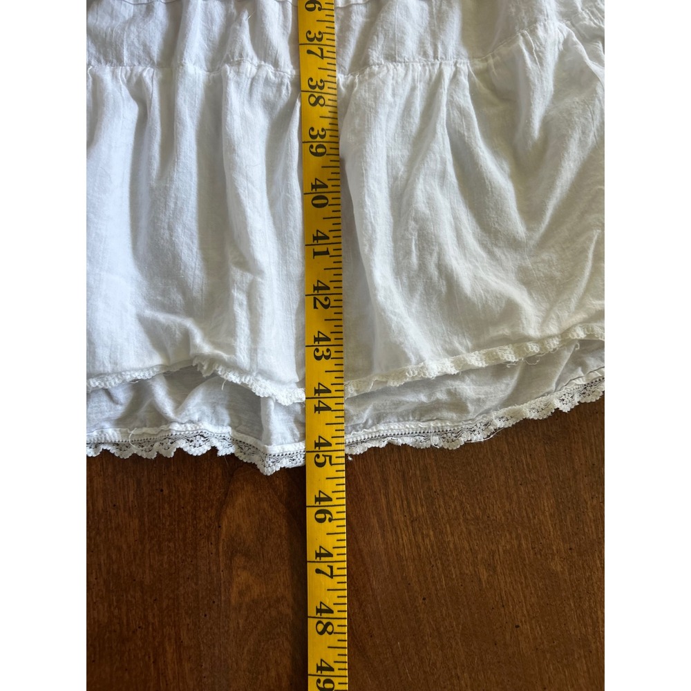 Saybury White Cotton Lace Trimmed Button Front Tiered Midi Dress large Vintage - Picture 8 of 9